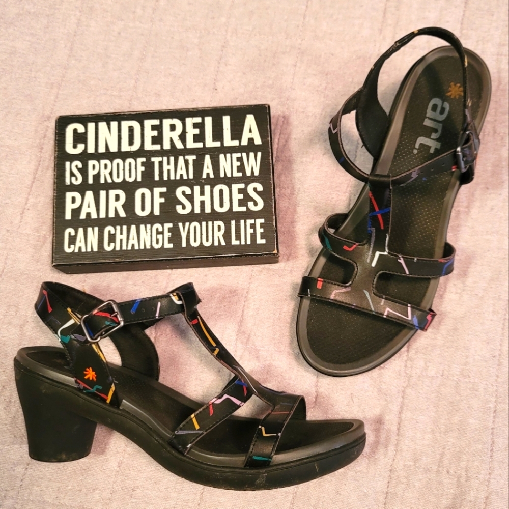 Art Sandal Black w/multi-color Scribble Sz 41/10